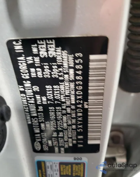 2013 Kia Sorento Sx z USA, uszkodzony, nr VIN 5XYKWDA2XDG384853